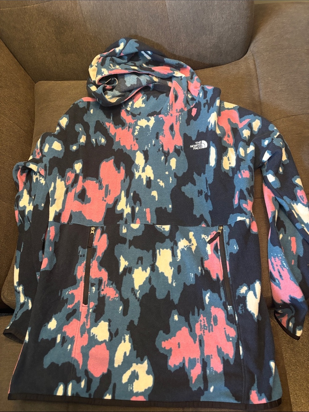 The North Face Women’s Multicolor Hooded Fleece Pullover - Blue, Pink, Cream